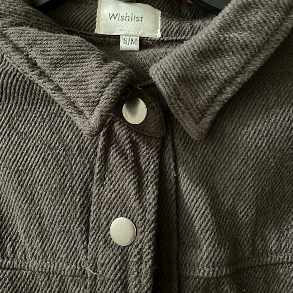 Distressed corded shirt shacket oversized Charcoal NWT Wishlist S/M corduroy